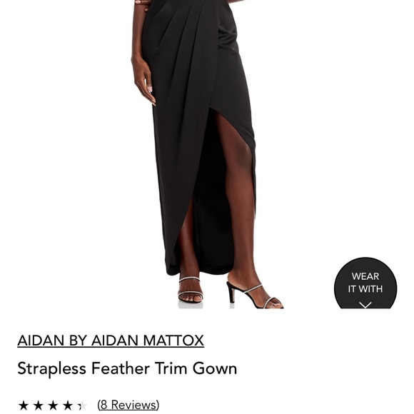 Aidan by Aidan Mattox Strapless Feather Trim Gown - Picture 2 of 8